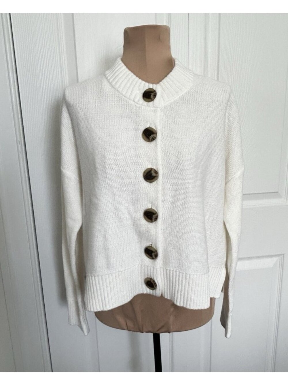 Quince 100% Organic Cotton Cropped Cardigan Ivory Size XS - Picture 12 of 16